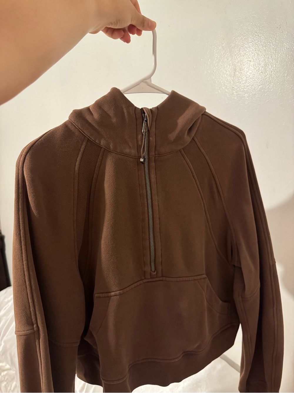 Men's Brown Half-Zip Hoodie Sweater